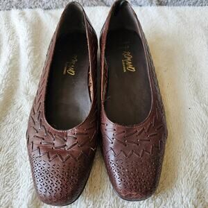 Romano Woven Brazilian Leather Slip On Flats Loafers Women Size 9 Mahogany Brown